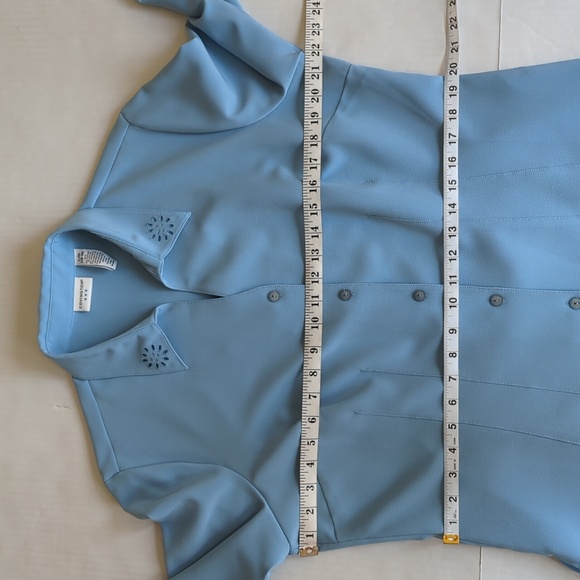 Covington Floral Embroidered Button Down Blouse LARGE 14-16 Blue Eyelet Trim - Picture 12 of 15